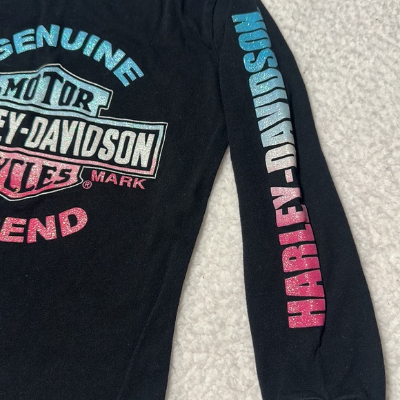 Harley Davidson Little Girl’s L/S Genuine Legend Tee, EUC, Size 6/6X - Picture 4 of 9